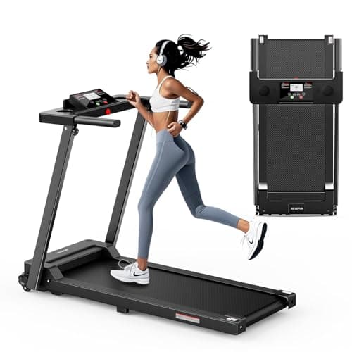 Treadmills for Home, KEY2FUN Portable Foldable Treadmill, Walking Pad with Handle Bar, Lightweight Folding Treadmill with 300 LBS Capacity, 3.0 HP Walking Pad with LED Display
