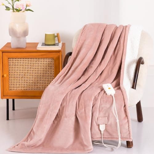 Templewet Heated Blanket Electric Throw 50" x 60" -Heated Throw Blanket with 4 Heating Levels & 3 Hours Auto Off,Machine Washable,ETL & FCC Certification(Candy Pink)