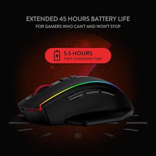 Redragon M686 Wireless Gaming Mouse, 16000 DPI Wired/Wireless Gamer Mouse with Professional Sensor, 45-Hour Reliable Power Capacity, Customizable Macro and RGB Backlight for PC/Mac/Laptop 6
