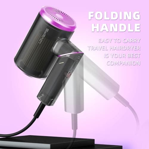 Hair Blow Dryer with Diffuser, 1800W Ionic Blow Dryer, Foldable Handle Travel Hair Dryer, Constant Temperature Hair Care Without Hair Damage, Crimson Purple 5