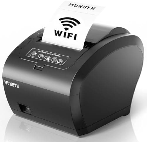 MUNBYN WiFi Receipt Printer with USB Port, 80mm WiFi POS Printer Works with Mac Windows Chromebook Linux Cash Drawer, No Support for Square, Zettle, Shopify, Kyte, Bluetooth or 5G Wi-Fi