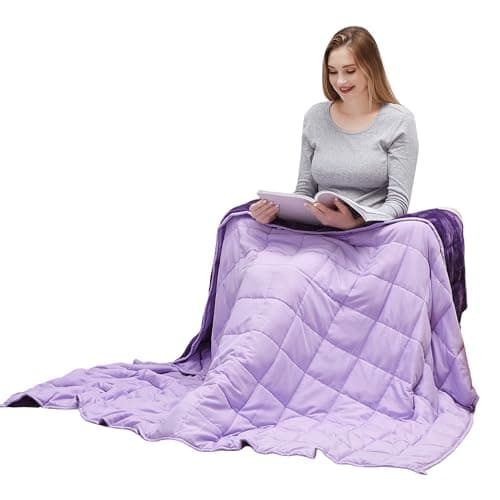 MOTRIP Weighted Blanket 15 lbs Queen Size Flannel Bed Blanket with Sanded Reversible, 60''x80'' 15 pounds Purple