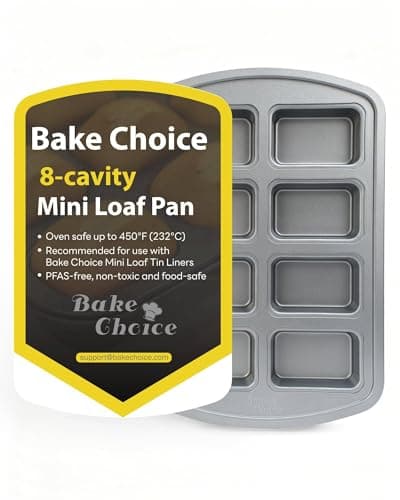 Bake Choice Mini Loaf Pan, 8-Cavity Non-Stick Carbon Steel Baking Pans Set for Banana Bread, Cornbread, Cheesecake, Muffins, Pound Cake, Small Meatloaf, Bread Pan 9