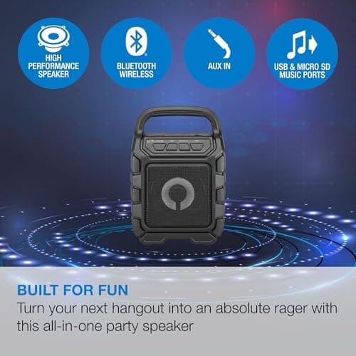iLive Electronics ISB199B Wireless Tailgate Party Speaker, with LED Light Effects and Built-in Rechargeable Battery, Black 6