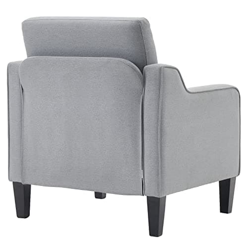 VINGLI Mid Century Modern Accent Chair, Light Grey Fabric Accent Chairs for Living Room Upholstered Armchair with Scooped Arms for Bedroom, Apartment, Studio, Office, Waiting Room 7
