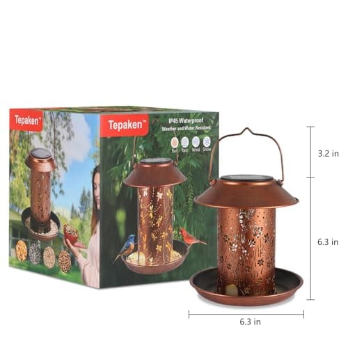 Bird Feeders for Outdoors Hummingbird Solar Lanterns Outdoor Waterproof Hanging Garden Decor Birthdays for Women Mom Metal Solar Decoration Outside for Yard, Patio, 7