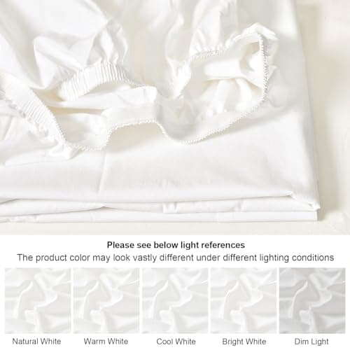 David's Home 100% Washed Cotton Fitted Sheet Twin, Ultra Soft Bottom Sheets with 2.5cm Wider Elastic 16" Deep Pockets, Skin Friendly Breathable Easy Fit not Shrink,39"x 75",White, No Pillowcase 9