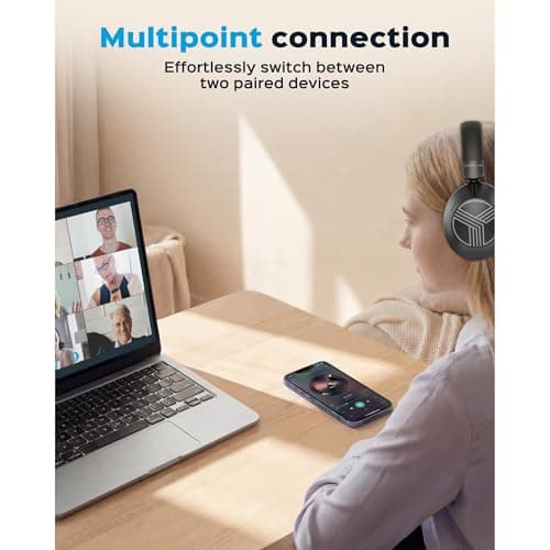 TREBLAB Z7-Pro Hybrid Active ANC Over-Ear Bluetooth Headphones for Work, Travel and Focus, All-Day Comfort, 38H Playtime, Foldable Wireless Headphones Noise Cancelling with Carrying Case 8