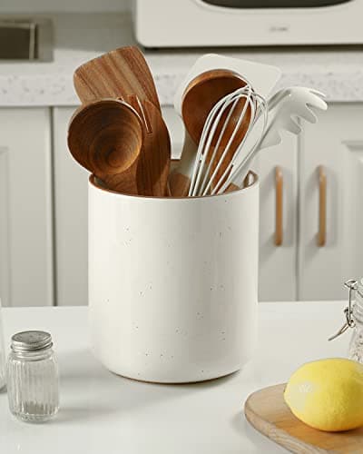 getstar Large Utensil Holder for Kitchen Counter,7.2" Vintage Ceramic Utensils Crocks Utensil Organizer for Spatula Farmhouse Kitchen Decor 5