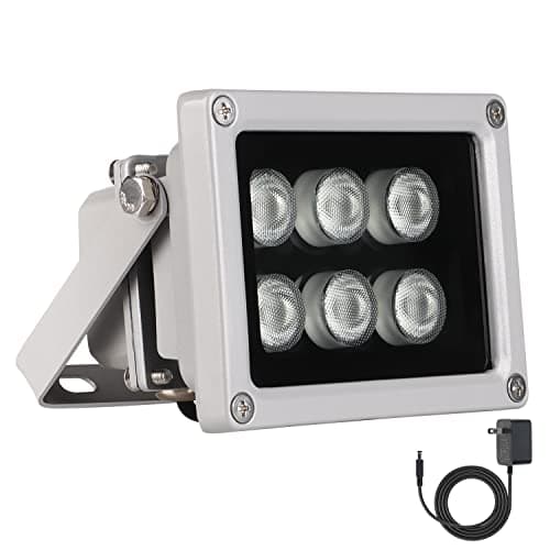 Univivi Infrared Illuminator, 850nm 6 LEDs 90 Degree Wide Angle IR Illuminator for Night Vision,Waterproof LED Infrared Light for IP Camera,CCTV Security Camera