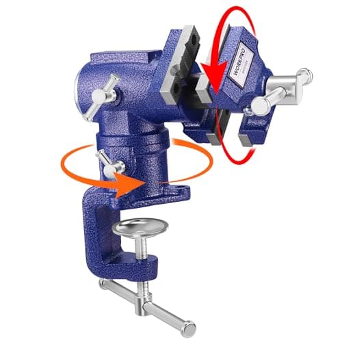 WORKPRO Dual Jaws Table Vise 2.5" & 1.5", 360° Swivel Clamp-On Bench Vise for Woodworking, Metalworking, DIY, Multi-position Small Portable Vise, Mini Vice Clamp for Workbench, Golf Club Regripping