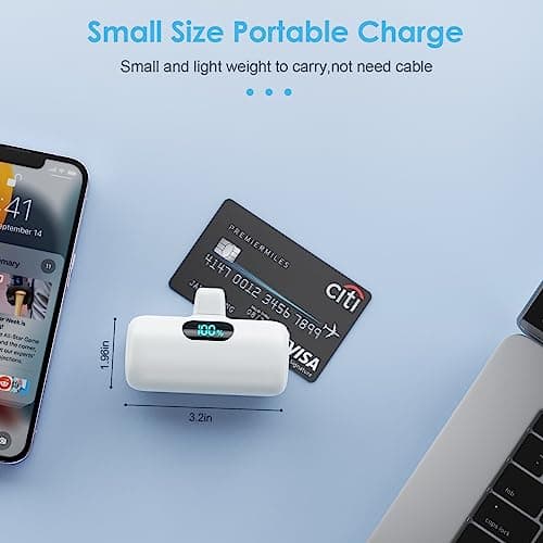 Small Portable Charger for iPhone,Upgraded 5000mAh PD Fast Charging Power Bank,Mini Plug-in Battery Pack Backup Charger Compatible with iPhone 14/14 Pro Max/13/13 Pro/12 Pro/11/XS/XR/X/8/7/6 etc-White 6