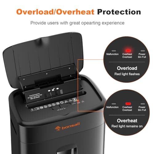 Bonsaii 100 Sheets Auto Feed Paper Shredder, Up to 30 Minutes Shredders for Home Office Use, Micro-Cut Heavy Duty Shredder / 4.2 Gallons/Security Level P-4 (C231-D) 7