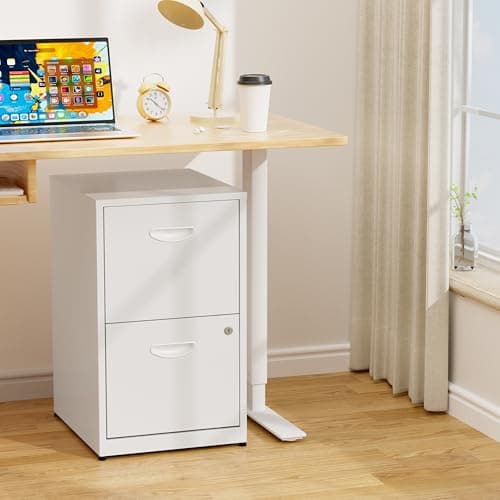 TIMELESS PIECES 2 Drawer File Cabinet with Lock,White Small Filing Cabinet for Home Office, Metal Vertical File Under Desk Cabinets for A4/Letter,Assembly Required 7