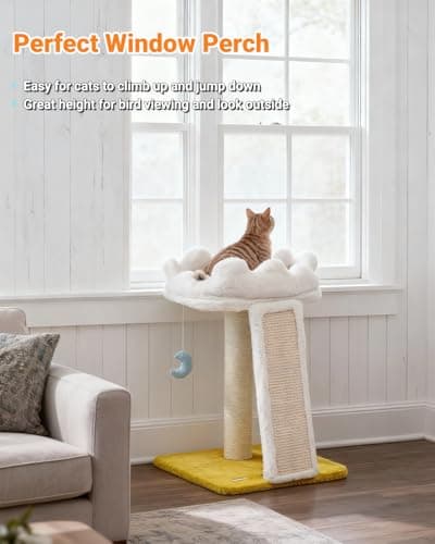 Happi N Pets New Cloud Cat Tree Tower, Cat Scratching Post with Bed, Small Cat Tree, Compact Cat Tower with Scratching Pad & Cloud Soft Perch & Cute Toys, Extra Toy, Bonus Catnip 8