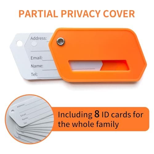 leevanoo Silicone Luggage Tag, 4 Pack Travel Suitcase Tags with Name ID Card, Bright Orange 6