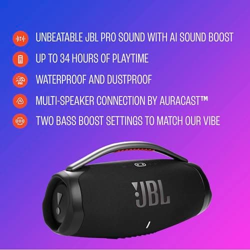 JBL Boombox 4 - Most Powerful Portable Waterproof Speaker with Massive Pro Sound, Up to 34 Hours of Playtime, & Multi-Speaker Connection by Auracast™ (Black) 7