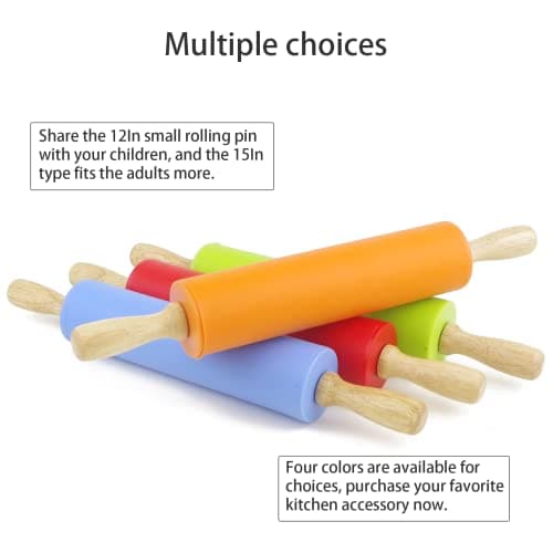 Remeel Silicone Rolling Pin for Baking Non-stick Rolling Pin Dough Roller Wooden Handle Kitchen Accessories Pastry Roller 6