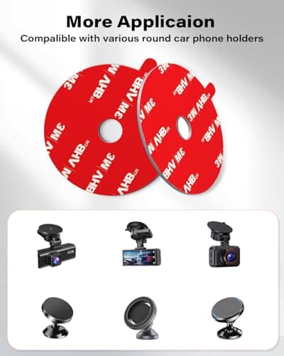 APPS2Car 8Pcs 3M VHB Adhesive Sticky Pads for Dash Cam with Electrostatic Film, Heat Resistant 2.15" Round Double Sided Sticker for Dashcam Mount, Sticky Tape for Car Windshield, Dashboard, GPS 8