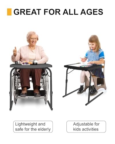 TRINEAR TV Tray Table, 16.9 x 22 x 29.1inch XL PRO Folding Dinner Table with 6 Height & 3 Tilt Angle Adjustments, Large Couch Desk for Working, Portable and Adjustable Laptop Desk for Sofa and Bed 7