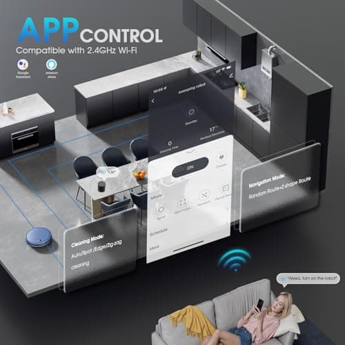 SHELIKI Robot Vacuum and Mop, 2-in-1 Robotic Vacuums Cleaner with Smart Max Strong Suction, WiFi/App/Alexa Voice Control, Obstacle Avoidance, for Pet Hair, Carpets and More - Blue 6