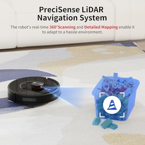 Robot Vacuum and Mop Combo with Self-Emptying, Customizable Map Cleaning with LiDAR Navigation, 6000Pa Suction, Smart No-Go Zones, 70Days Hands-free Robotic Vacuum Cleaner for Floor, Carpet, Pet Hair 6