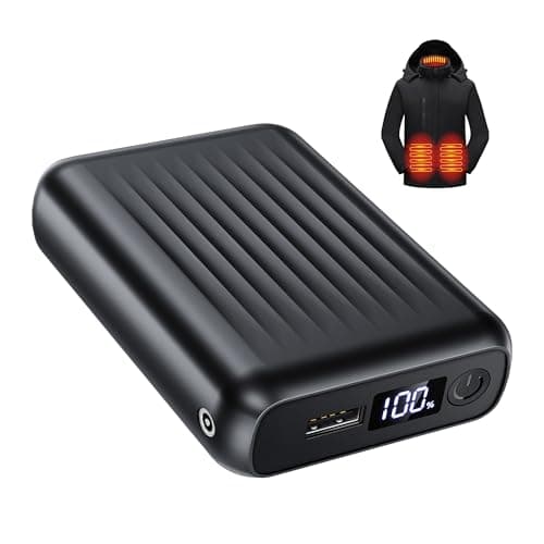 Veauney 12V 18400mAh Heated Jacket Battery Pack, Portable 5V Power Bank, 12V Battery Pack for Heated Jacket with 2 DC Adapter Cables for Genovega, for SOLJIKYE, for Wulcea(No for Milwaukee)