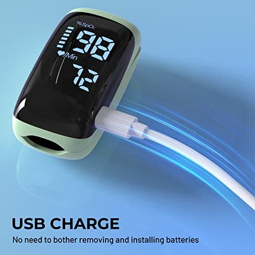 Finger Pulse Oximeter, Fingertip Blood Oxygen Saturation with Pulse Monitor Rechargeable, Accurate Spo2 Reading for Home, Outdoor Sports，Green 6