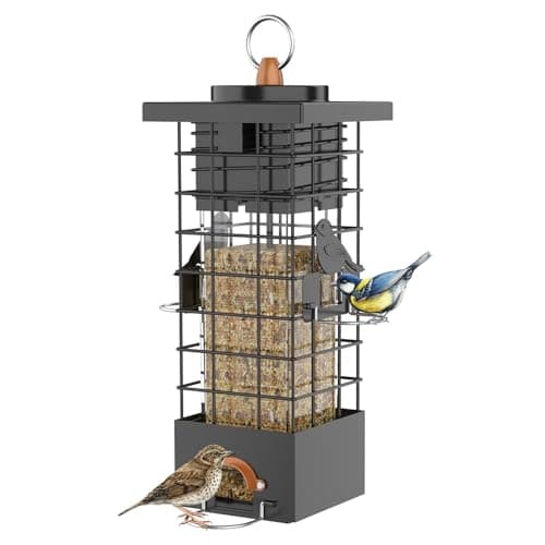 Squirrel Proof Bird Feeder,Metal Bird Feeders for Outdoors,Attracting Finch,Cardinal,Chickadee and More Wild Bird,Birthday Gifts for Bird Lovers,2.5LB Capacity