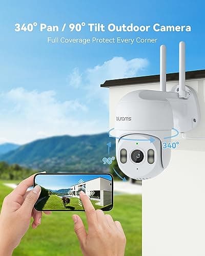 blurams 2K Outdoor Camera Wired, 5GHz/2.4GHz Wi-Fi Cameras for Home Security Outside with 360° PTZ, Color Night Vision, Motion Detection Tracking, Two-Way Audio, IP66 Weatherproof, Works with Alexa 6