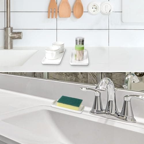 2-Pack Small White Vanity Tray, Ceramic Vanity Trays for Bathroom, Bathroom Trays for Counter (10" & 6" Set of 2) 5