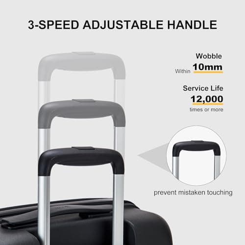 MGOB Carry-On Luggage 22" x 14" x 9" Airline Approved 20" Spinner Wheels Travel Suitcase with TSA Lock Hardside Luggage (Black) 5