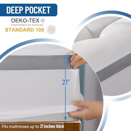 LIANLAM 3 Inch Memory Foam Mattress Topper Queen with Breathable Air Mesh Sides,1700GSM Ergonomic Mattress Pad for Back Pain, Extra Thick Cooling Pillow Top with 8"-18" Deep Pocket(60"x80") 8