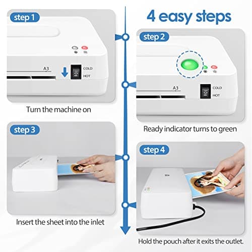 Laminator Machine, A3 Laminating Machine with 15 Laminating Sheets, Cold and Thermal Laminator with Paper Cutter and Corner Rounder, Lamination Machine for Home Office School 5