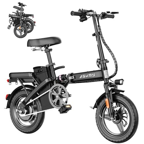RPINT Electric Bike for Adults and Teens, 740W Peak Motor E-Bike with 30-60 Miles PAS Range, 48V 10AH Removable Battery, 14" Folding Mini Ebike with 20MPH, Electric Bicycle for Commute