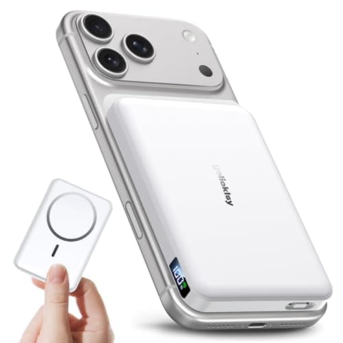 golioklsy for Magsafe Portable Charger,10000mAh Power Bank with Type-C 20W PD Fast Charging, Lightweight and Slim, LED Display for Magsafe Battery Pack for iPhone 17/16/15/14 All Series, Snow White