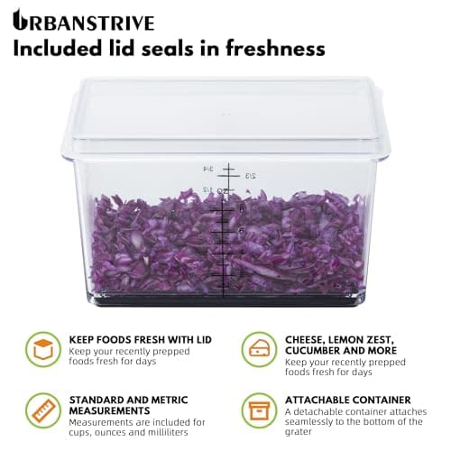 Urbanstrive Cheese Grater With Container Box Grater Stainless Steel Graters for Kitchen Cheese Shredder Parmesan Shredder Kitchen Gadgets Kitchen Tools Kitchen Gifts for Chef Dishwasher Safe Zester 6