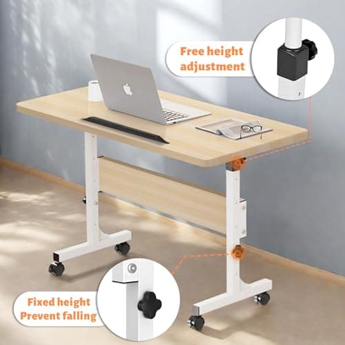 HDHNBA Rolling Desk Adjustable Height,Portable Laptop Desks,Small Standing Desk with Wheels for Home Office 5