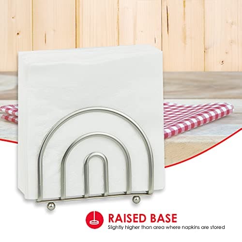 Home Basics Paper Napkin Holder/Freestanding Tissue Dispenser for Kitchen Countertops, Dining Table, Picnic Table, Indoor & Outdoor Use, Durable Storage and Organization Option (Satin Nickel) 3