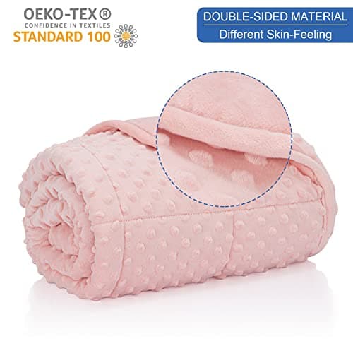 Huloo Sleep Weighted Blanket Twin 15lbs for Adult(48"×78",Pink) Breathable Soft Minky Weighted Throw Blanket for All Season,Heavy Blanket with Premium Glass Beads 2