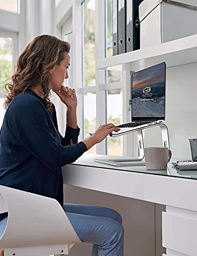 SOUNDANCE Laptop Stand, Aluminum Computer Riser, Ergonomic Laptops Elevator for Desk, Metal Holder Compatible with 10 to 15.6 Inches Notebook Computer, Silver 8