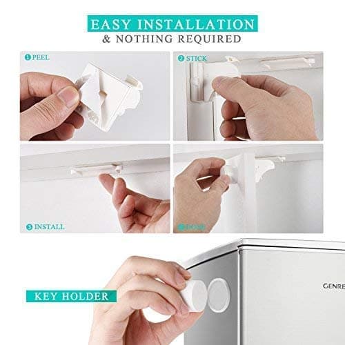 Vmaisi 16 Pack Child Safety Magnetic Cabinet Locks - Children Proof Cupboard Baby Locks Latches - Adhesive for Cabinets & Drawers and Screws Fixed for Protection 9