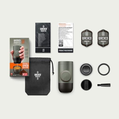 WACACO Minipresso GR2 Espresso Machine Compatible Ground Coffee, Portable Coffee Maker 18 Bar Manually Operated, Espresso Maker On The Go,Ultra-Small For Travel Camping Fishing Climbing Riding 9