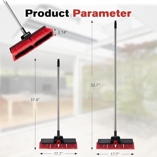 16.5" Outdoor Broom for Floor Cleaning Heavy Duty Push Broom with 53" Long Handle,Outdoor Broom for Deck,Driveway,Garage,Yard,Deck,Patio,Warehouse,Concrete 6
