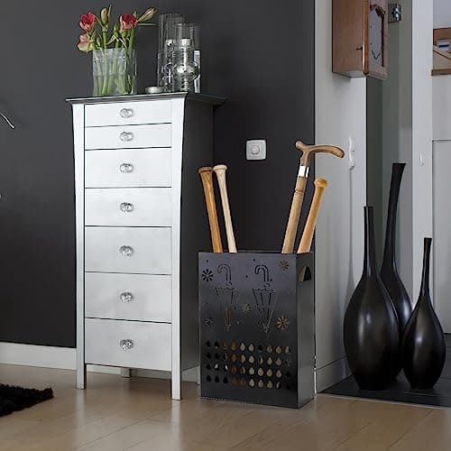 Coloch Metal Umbrella Stand Rack, Freestanding Umbrella Holder Bin Multipurpose Cane Storage Rack with Weighted Base for Umbrella, Walking Stick, Home, Hotel, Office, Rectangle, Black 6
