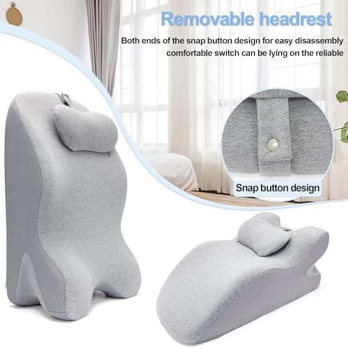 Generic Adult Ergonomic Memory Foam Bed Triangle Wedge Pillow Headboard for Sitting up Back Neck Pain Relief with Face Down Massage Prone Pillow Function for Reading, with Washable Cover (Grey) 5