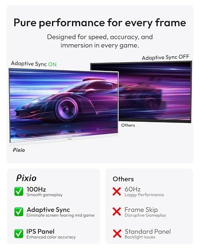 Pixio PX275 Wave White 27 inch 100Hz Refresh Rate QHD 1440p Resolution IPS Panel 1ms MPRT Response Time Gaming Monitor with Adaptive Sync 4