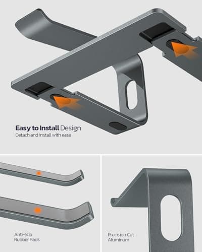 Nulaxy Fully Aluminum Detachable Laptop Stand, Ergonomic Ventilated Cooling Laptop Holder Computer Riser for Desk, Anti-Slip Design Notebook Stand Compatible with All 10-16" MacBook/Dell XPS/HP/Lenovo 6