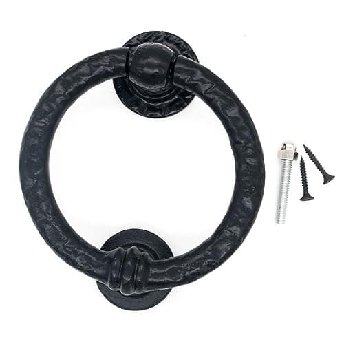 Mythrojan Medieval Door Knocker, Cast Iron Ring Knocker, Vintage Home Knocker for Home Improvement- 5” x 4” Black 6