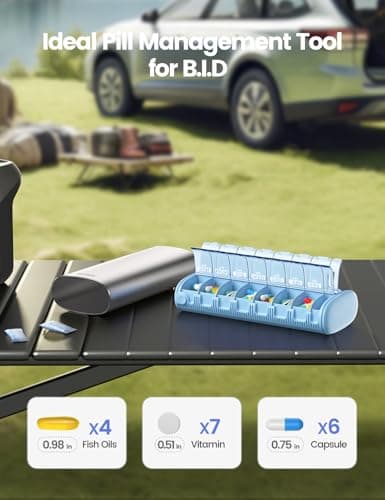 Vaydeer Metal 7 Day Pill Organizer 2 Times a Day – AM PM Weekly Travel Pill Case with Moisture-Proof Desiccant, Airtight Large Capacity Pill Box for Vitamins, Medications & Supplements (Silver) 6